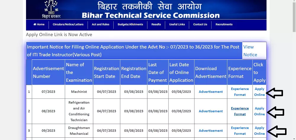 BTSC ITI Instructor Vacancy 2023